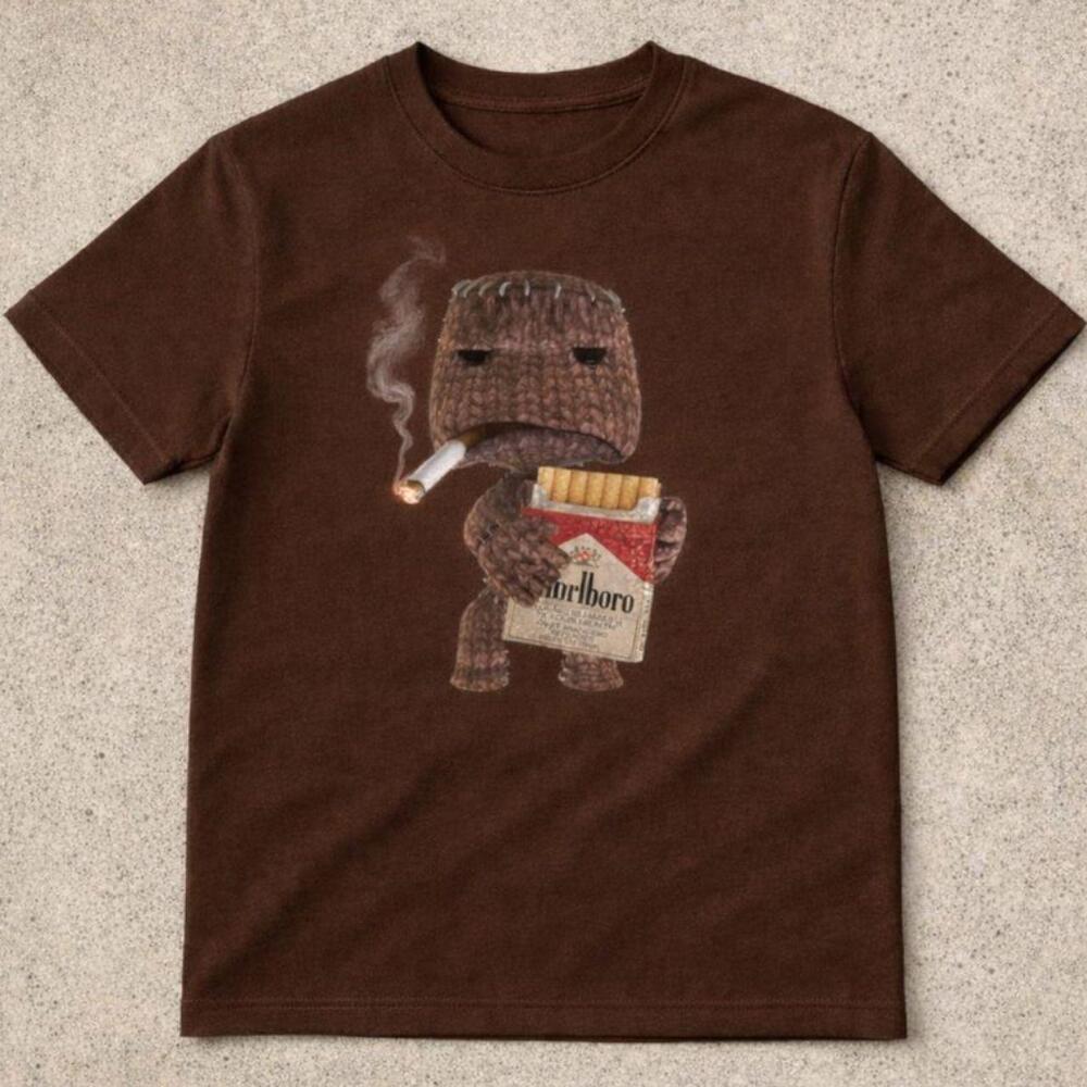 Dark Humor Y2K Graphic Tee Brown Streetwear T-Shirt Reprinted